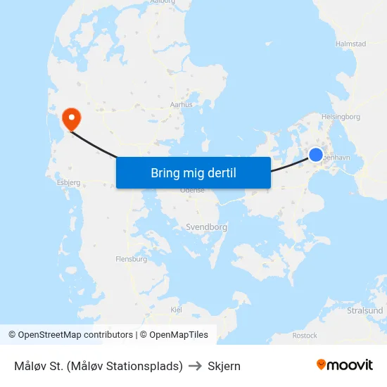 Måløv St. (Måløv Stationsplads) to Skjern map
