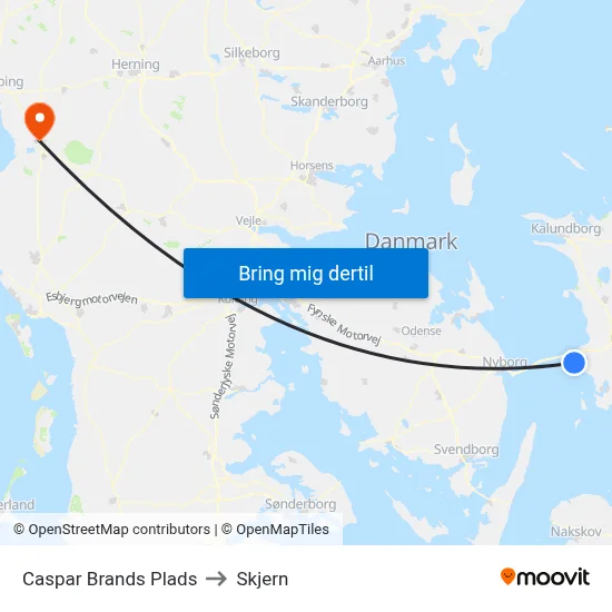Caspar Brands Plads to Skjern map