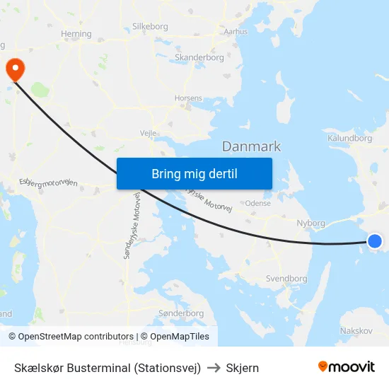 Skælskør Busterminal (Stationsvej) to Skjern map