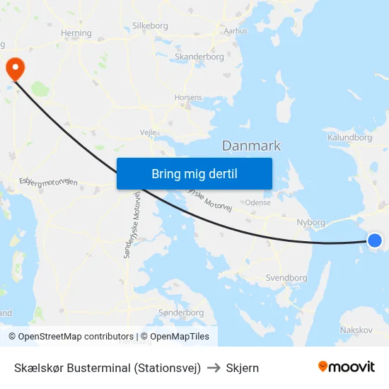 Skælskør Busterminal (Stationsvej) to Skjern map
