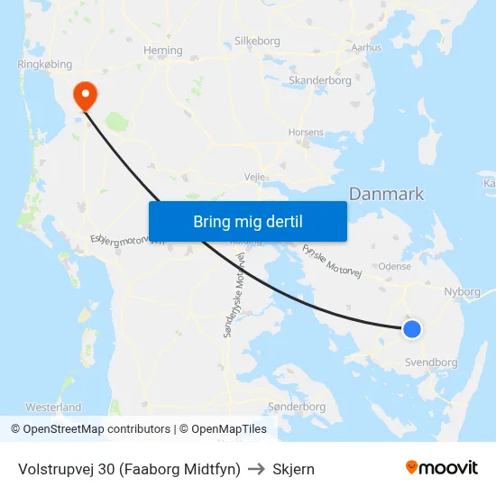 Volstrupvej 30 (Faaborg Midtfyn) to Skjern map