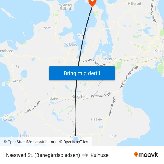 Næstved St. (Banegårdspladsen) to Kulhuse map