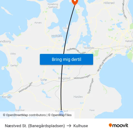 Næstved St. (Banegårdspladsen) to Kulhuse map
