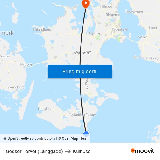 Gedser Torvet (Langgade) to Kulhuse map