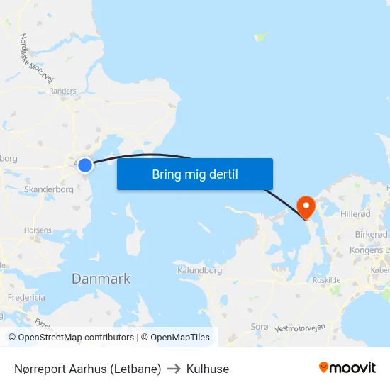 Nørreport Aarhus (Letbane) to Kulhuse map