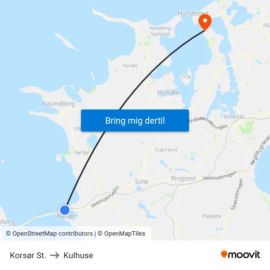 Korsør St. to Kulhuse map