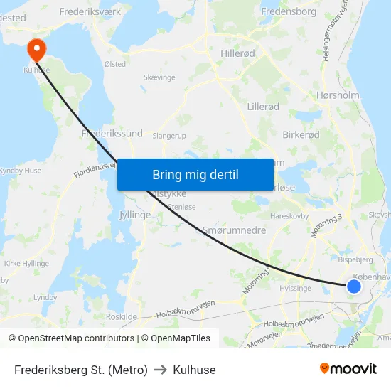 Frederiksberg St. (Metro) to Kulhuse map