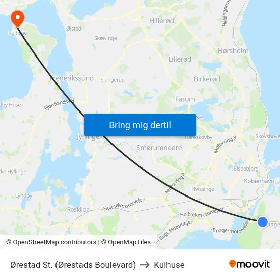 Ørestad St. (Ørestads Boulevard) to Kulhuse map