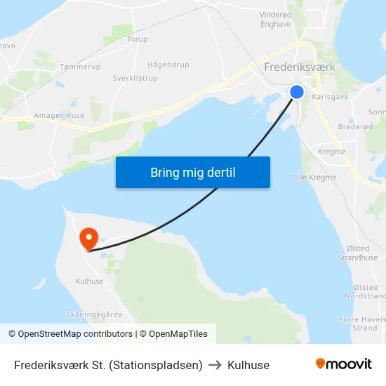 Frederiksværk St. (Stationspladsen) to Kulhuse map