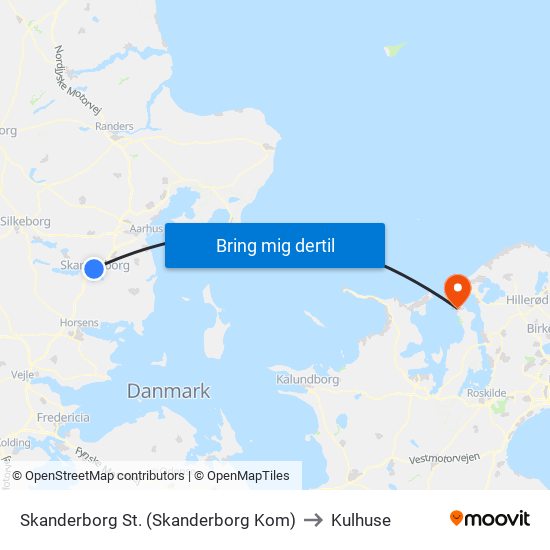 Skanderborg St. (Skanderborg Kom) to Kulhuse map