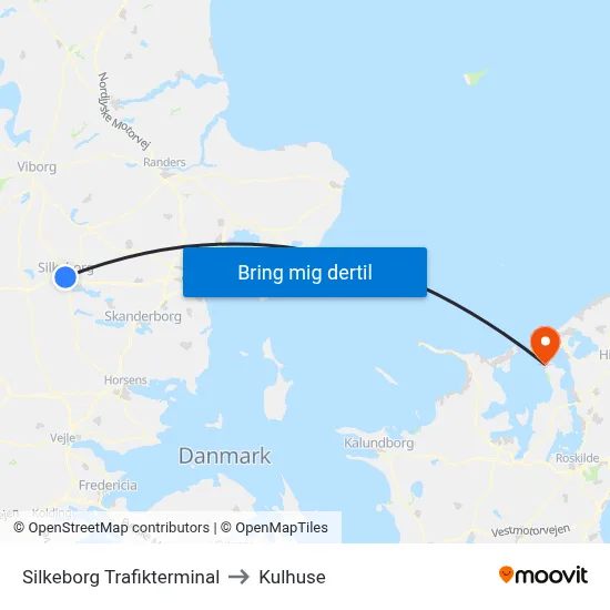 Silkeborg Trafikterminal to Kulhuse map