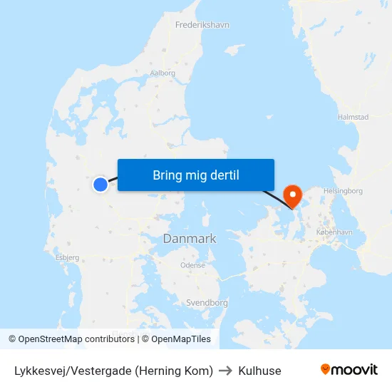 Lykkesvej/Vestergade (Herning Kom) to Kulhuse map