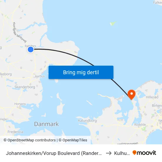 Johanneskirken/Vorup Boulevard (Randers Kom) to Kulhuse map