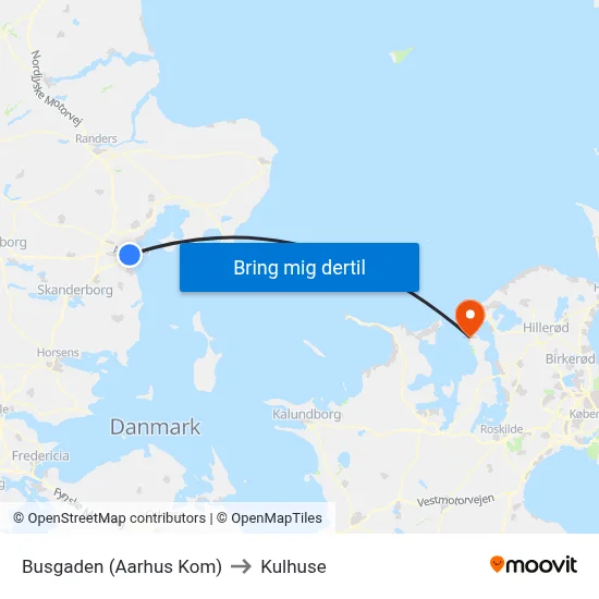 Busgaden (Aarhus Kom) to Kulhuse map