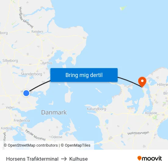 Horsens Trafikterminal to Kulhuse map