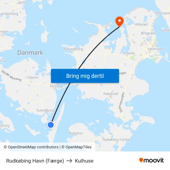 Rudkøbing Havn (Færge) to Kulhuse map