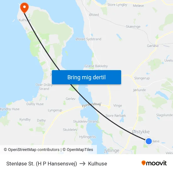 Stenløse St. (H P Hansensvej) to Kulhuse map