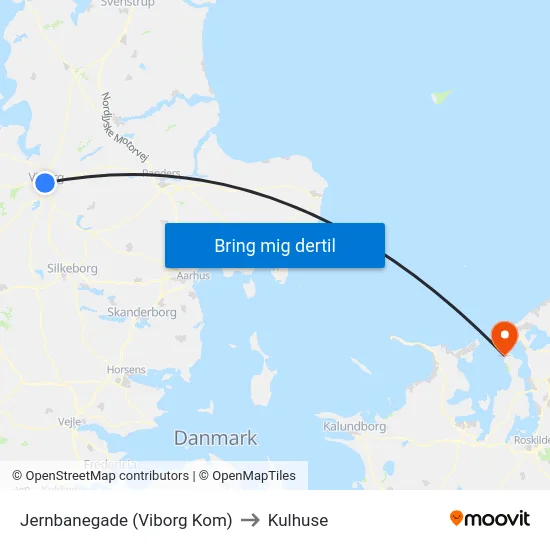 Jernbanegade (Viborg Kom) to Kulhuse map
