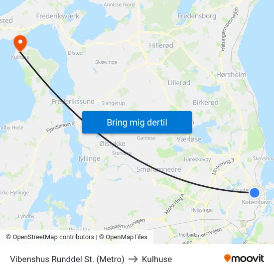 Vibenshus Runddel St. (Metro) to Kulhuse map