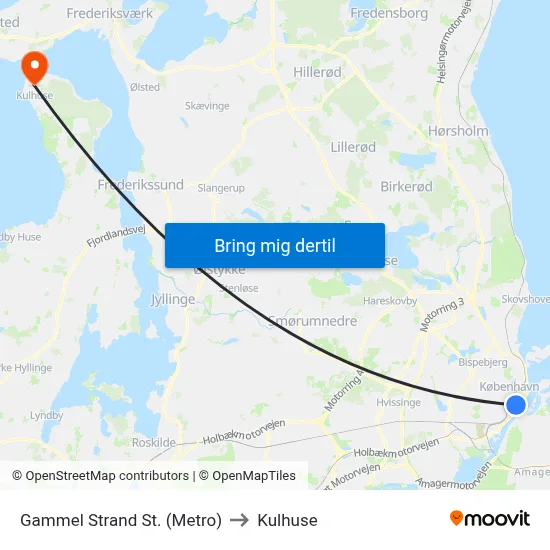 Gammel Strand St. (Metro) to Kulhuse map