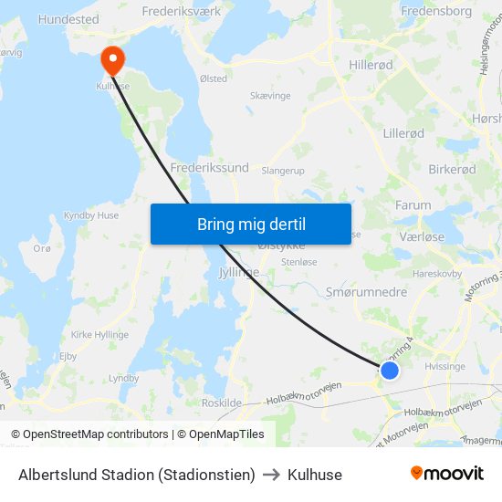 Albertslund Stadion (Stadionstien) to Kulhuse map