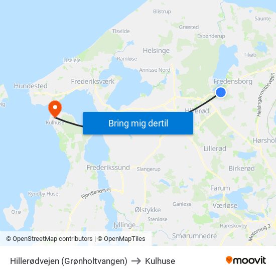 Hillerødvejen (Grønholtvangen) to Kulhuse map