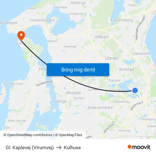 Gl. Kaplevej (Virumvej) to Kulhuse map