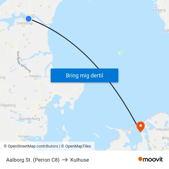 Aalborg St. (Perron C8) to Kulhuse map