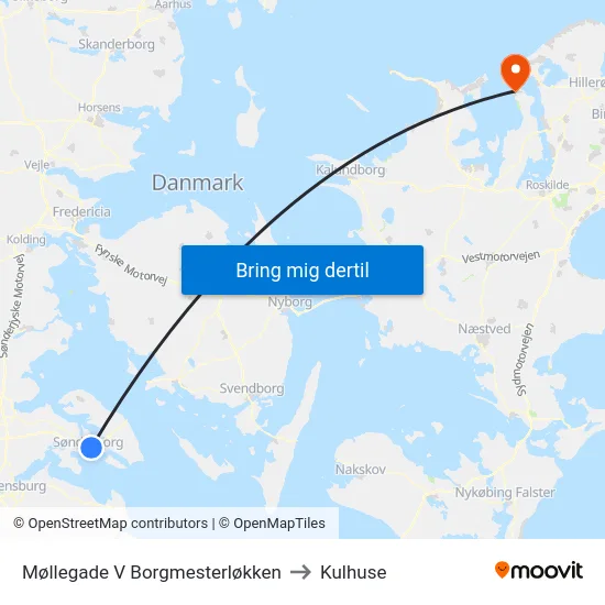 Møllegade V Borgmesterløkken to Kulhuse map