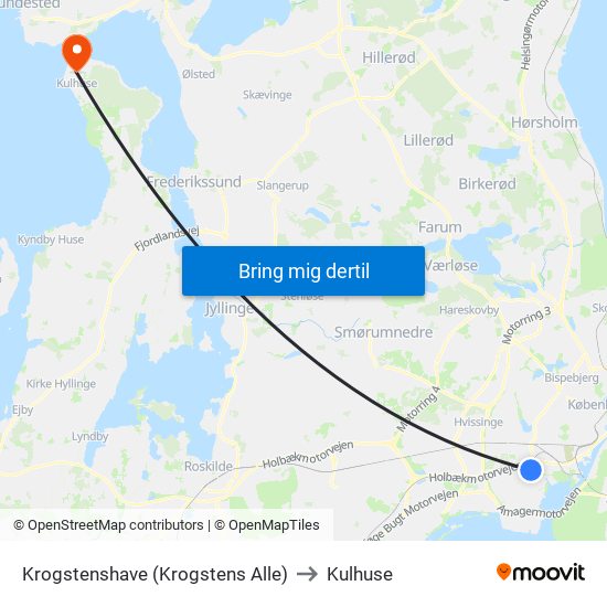 Krogstenshave (Krogstens Alle) to Kulhuse map