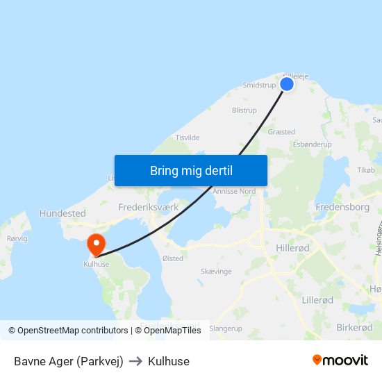 Bavne Ager (Parkvej) to Kulhuse map