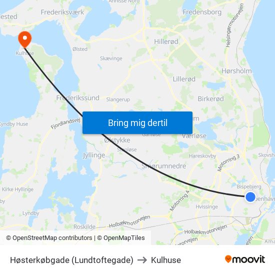 Høsterkøbgade (Lundtoftegade) to Kulhuse map