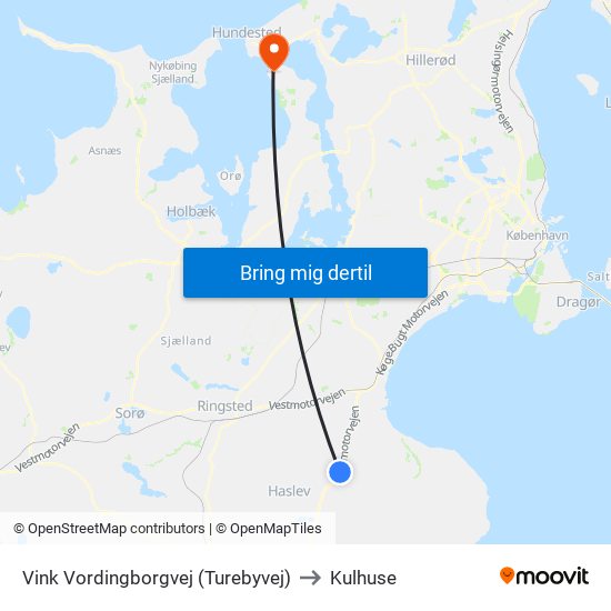 Vink Vordingborgvej (Turebyvej) to Kulhuse map