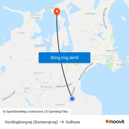 Vordingborgvej (Sonnerupvej) to Kulhuse map