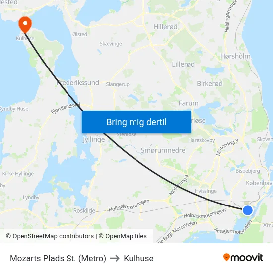 Mozarts Plads St. (Metro) to Kulhuse map