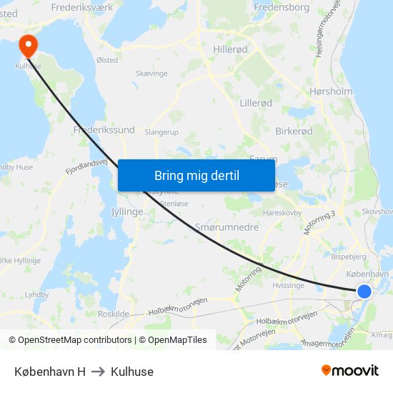 København H to Kulhuse map