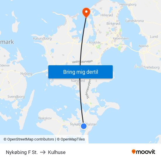 Nykøbing F St. to Kulhuse map