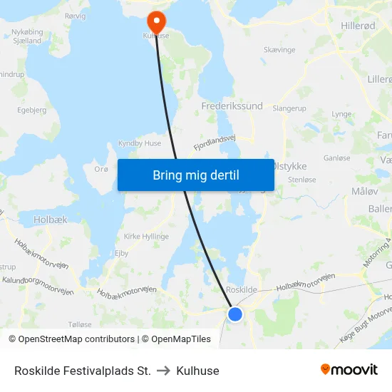 Roskilde Festivalplads St. to Kulhuse map