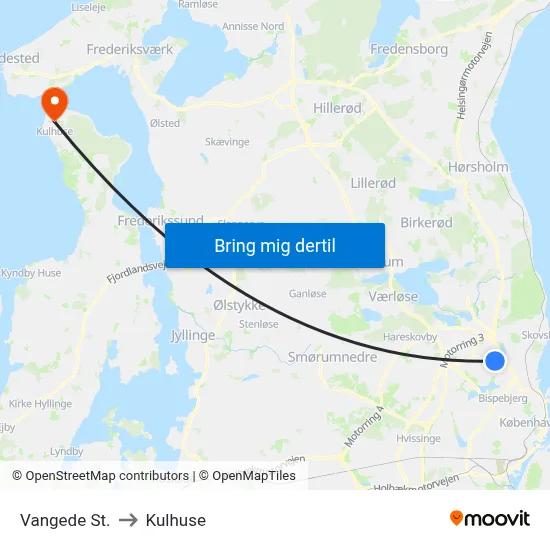 Vangede St. to Kulhuse map