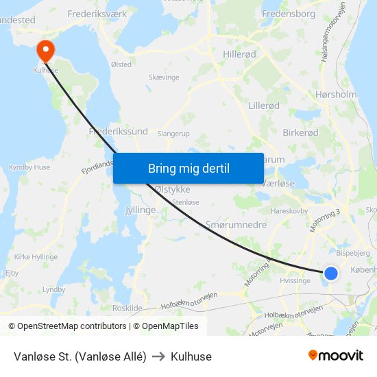 Vanløse St. (Vanløse Allé) to Kulhuse map