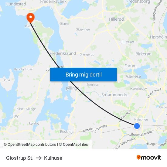 Glostrup St. to Kulhuse map