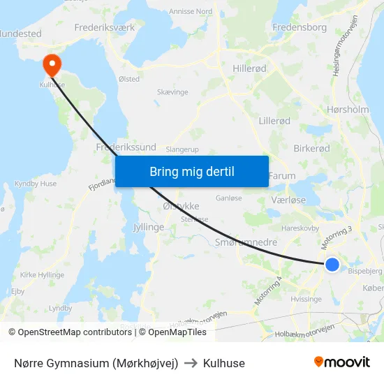 Nørre Gymnasium (Mørkhøjvej) to Kulhuse map