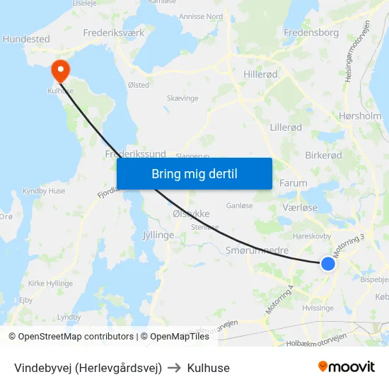 Vindebyvej (Herlevgårdsvej) to Kulhuse map