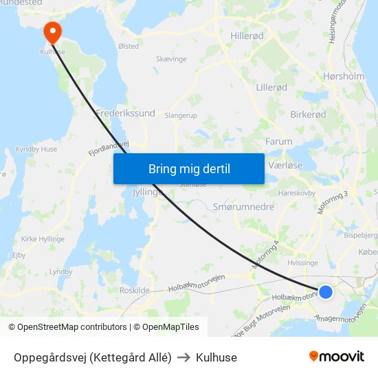 Oppegårdsvej (Kettegård Allé) to Kulhuse map