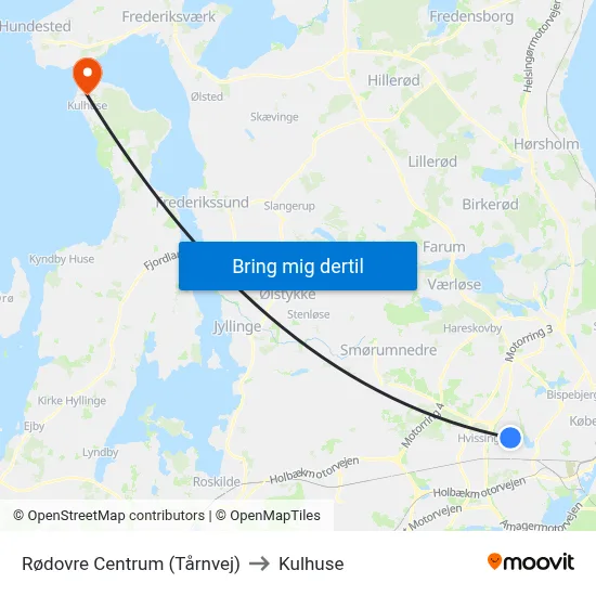 Rødovre Centrum (Tårnvej) to Kulhuse map