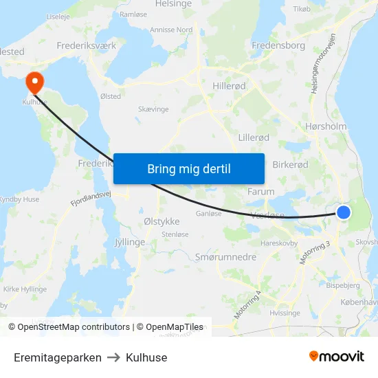 Eremitageparken to Kulhuse map