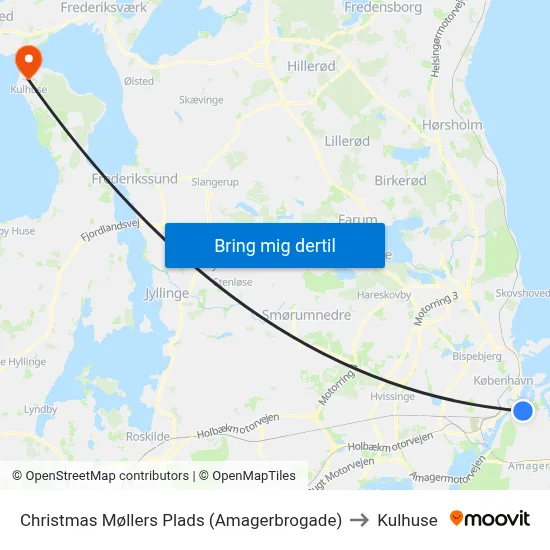 Christmas Møllers Plads (Amagerbrogade) to Kulhuse map
