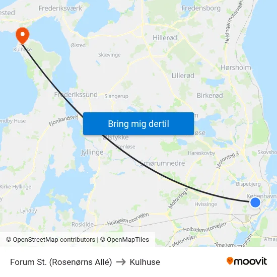 Forum St. (Rosenørns Allé) to Kulhuse map