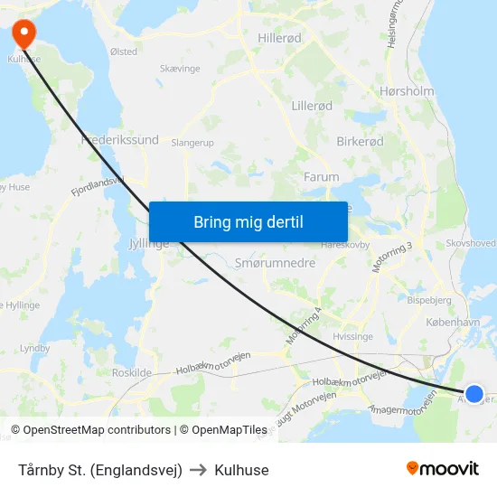 Tårnby St. (Englandsvej) to Kulhuse map