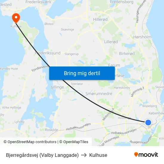 Bjerregårdsvej (Valby Langgade) to Kulhuse map
